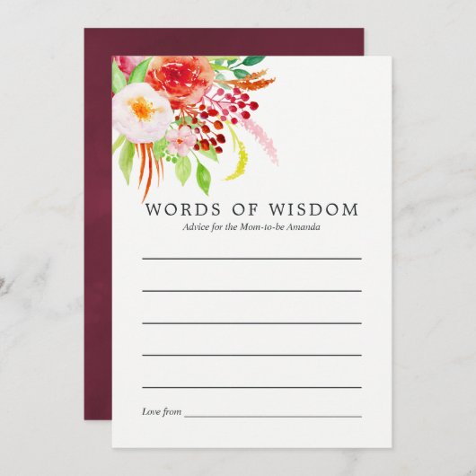 ヴィンテージシック素朴チャームベビーシャワーアドバイス アドバイスカード (正面/裏面)