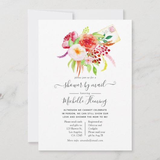 ヴィンテージシック素朴チャームベビーシャワーバイメール 招待状 (正面)