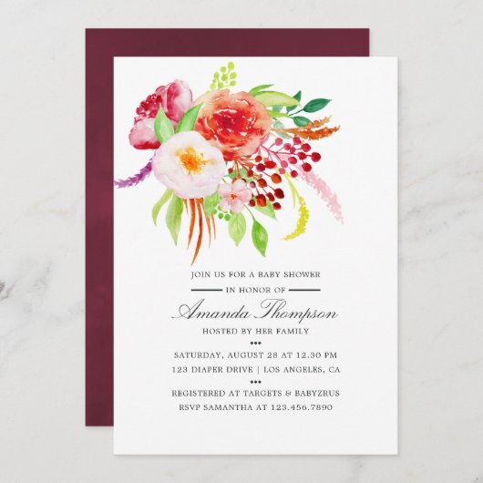 ヴィンテージシック素朴チャームベビーシャワー招待状 招待状 (正面/裏面)