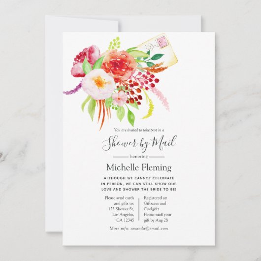 ヴィンテージシック素朴ベビー又はブライダルシャワーバイメール 招待状 (正面)