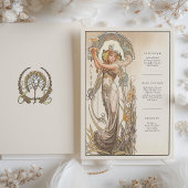 ヴィンテージシック結婚アールヌーボーのメニューカード 招待状