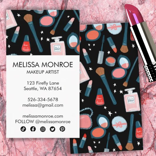 ヴィンテージシック美しいメイクアップアーティストフェミニンガーリー 名刺
