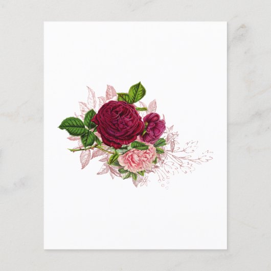 ヴィンテージシック赤面とブルゴーニュ結婚式招待状 チラシ (裏面)