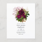 ヴィンテージシック赤面とブルゴーニュ結婚式招待状 チラシ (正面)