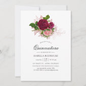 ヴィンテージシック赤面&ブルゴーニュフローラキンセアニラ 招待状 (正面)