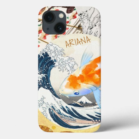 ヴィンテージシック金ゴールドコイ日本の池 Case-Mate iPhoneケース (裏面)