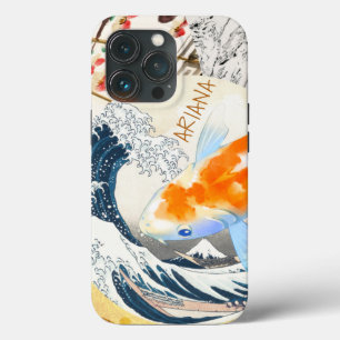 ヴィンテージシック金ゴールドコイ日本の池 iPhone 13 PROケース