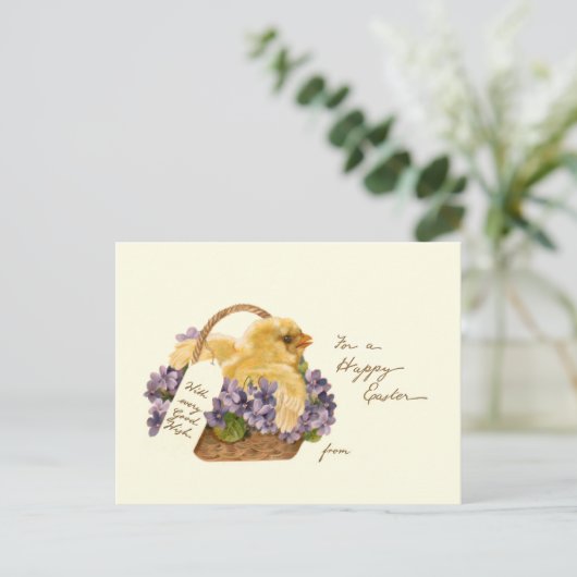 ヴィンテージシック、イースターバスケットとスミレ ポストカード (スタンド正面)