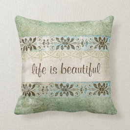 ヴィンテージシック；人生は美しい引用文 クッション