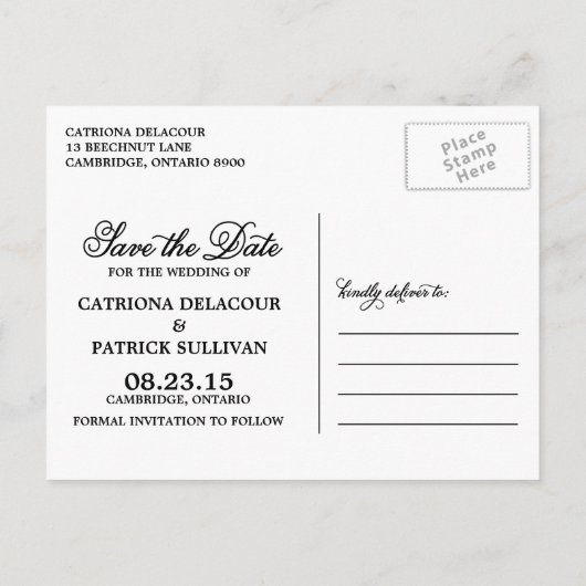 ヴィンテージシックBrocadeレース日付ポストカードの保存 案内ポストカード (裏面)