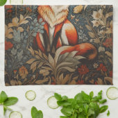 ヴィンテージシッティングキツネウィリアムインスパイアモリスフローラ キッチンタオル (折り畳み)