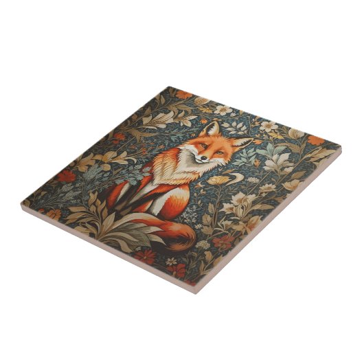 ヴィンテージシッティングキツネウィリアムインスパイアモリスフローラ タイル (側面)