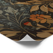 ヴィンテージシッティングキツネウィリアムインスパイアモリスフローラ ポスター (角)