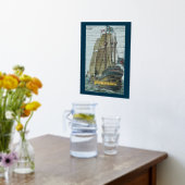 ヴィンテージシップイラストレーションワンドルラストテーマ実在 箔ポスター (レイダウン (キッチン))