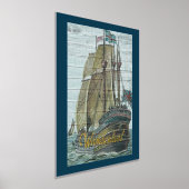 ヴィンテージシップイラストレーションワンドルラストテーマ実在 箔ポスター (レイダウン)