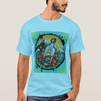 ヴィンテージシップインボトル ナウティカルファンタジー グラフィック Tシャツ
