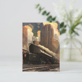 ヴィンテージシティ、T1複式列車、線路上 ポストカード (スタンド正面)