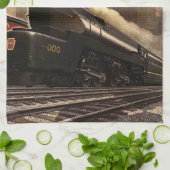 ヴィンテージシティT1 Duplex Train on Railroad キッチンタオル (折り畳み)