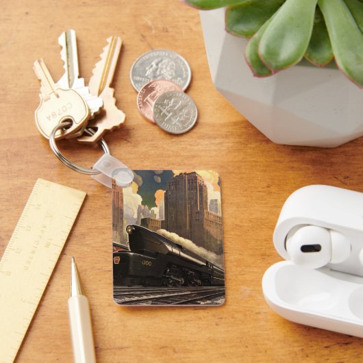 ヴィンテージシティT1 Duplex Train on Railroad キーホルダー (デスク)