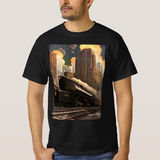 ヴィンテージシティT1 Duplex Train on Railroad Tシャツ (正面)