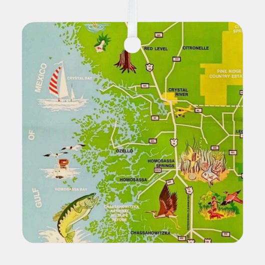 ヴィンテージシトラスカウンティフロリダマップオーナメント メタルオーナメント (正面)