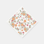 ヴィンテージシトラス植物性クリスマスオレンジパターン スタンダードカクテルナプキン (角)