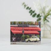 ヴィンテージシトロエンカーアウトアパリカフェ ポストカード (スタンド正面)