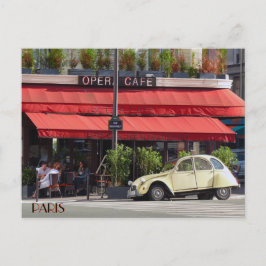 ヴィンテージシトロエンカーアウトアパリカフェ ポストカード