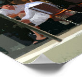 ヴィンテージシトロエンカーアウトサイドアパリカフェ ポスター (角)