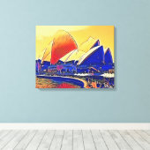 ヴィンテージシドニーオペラハウス（オーストラリア） キャンバスプリント (インサイチュ (ウッドフロア))