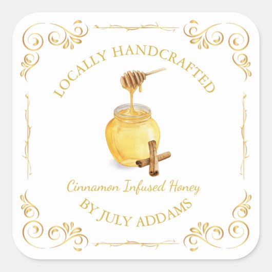 ヴィンテージシナモン注入ハニースクエアラベル スクエアシール (正面)