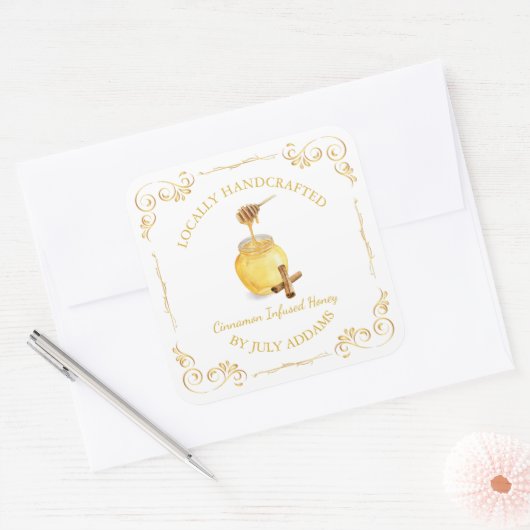 ヴィンテージシナモン注入ハニースクエアラベル スクエアシール (封筒)