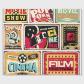 ヴィンテージシネマスズシンボルや象徴コレクション。映画産業 ラッピングペーパー (フラット)