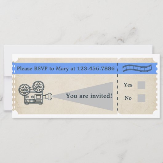 ヴィンテージシネマチケット誕生日招待状 招待状 (裏面)