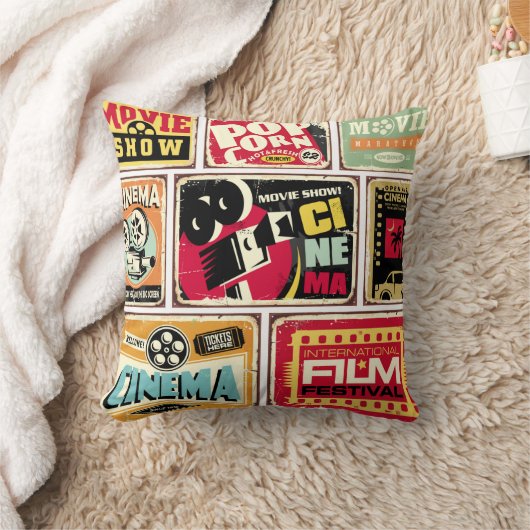 ヴィンテージシネマtinシンボルや象徴コレクション映画業界 クッション (ブランケット)