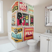 ヴィンテージシネマtinシンボルや象徴コレクション映画業界 シャワーカーテン (インサイチュ)
