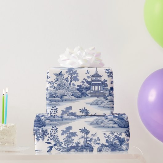 ヴィンテージシノイスリーアジア絵画の風景 ラッピングペーパー (パーティーギフト)