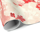 ヴィンテージシノワセリーアジアフローラ赤ピンク ラッピングペーパー (ロールコーナー)