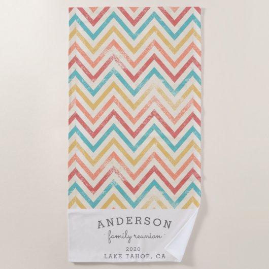 ヴィンテージシブロン系懇親会 パーソナライズされた ビーチタオル (正面)