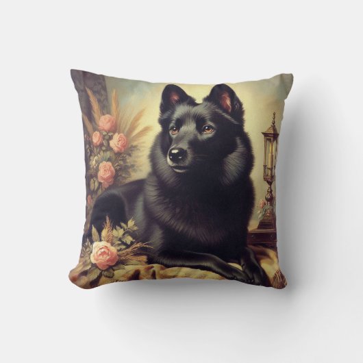 ヴィンテージシペル絵画ク犬 クッション (正面)