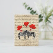 ヴィンテージシマウマとハート ポストカード (スタンド正面)