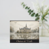 ヴィンテージシャトードヴィジルフランスランドスケープアート ポストカード (スタンド正面)