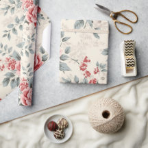 ヴィンテージシャビーかわいらしシックなクリスマスフローラ紙