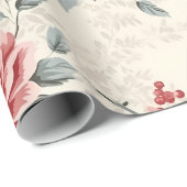 ヴィンテージシャビーかわいらしシックなクリスマスフローラ紙 ラッピングペーパー (ロールコーナー)