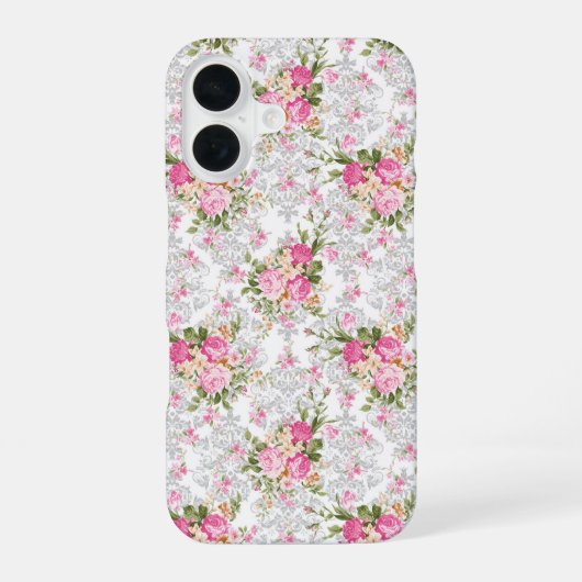 ヴィンテージシャビーな花々 iPhone 16ケース (裏面)