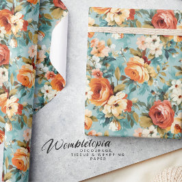ヴィンテージシャビーエレガントシック春フローラ ラッピングペーパー