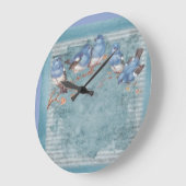 ヴィンテージシャビーシックかわいらしフローラ鳥 ラージ壁時計 (傾斜)