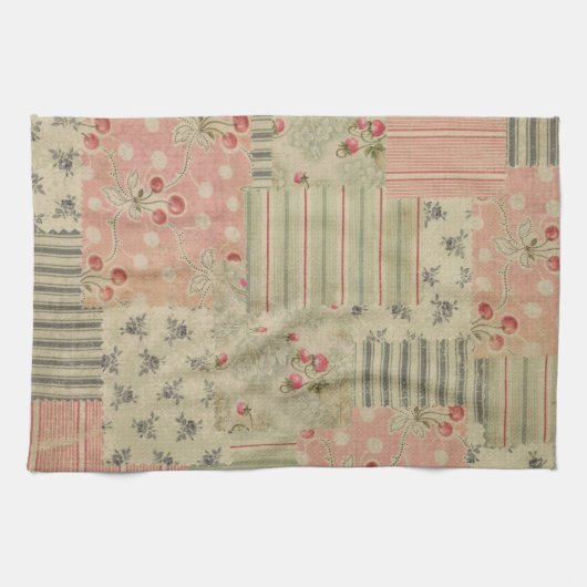 ヴィンテージシャビーシックさくらんぼフローラデクページ キッチンタオル (横)