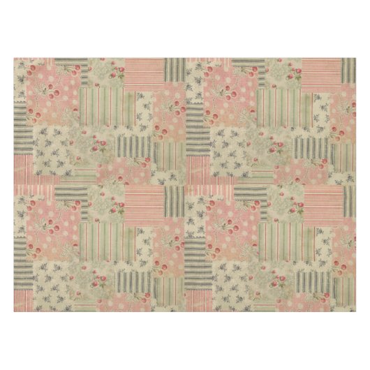 ヴィンテージシャビーシックさくらんぼフローラデクページ テーブルクロス (正面(横))