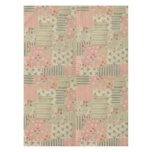 ヴィンテージシャビーシックさくらんぼフローラデクページ テーブルクロス (正面)